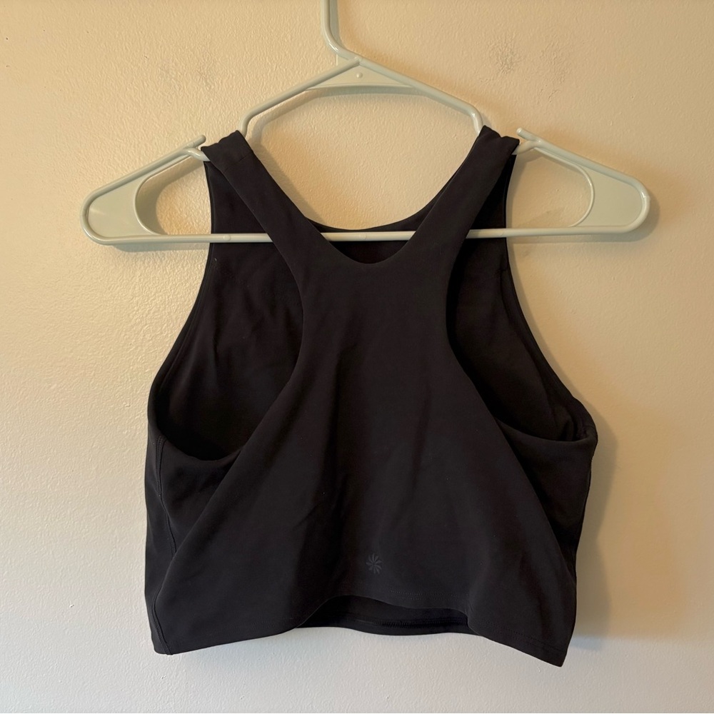 Athleta Black Sleeveless Women's Cropped Tank Top with Built in Bra, Size Med. - Picture 2 of 3